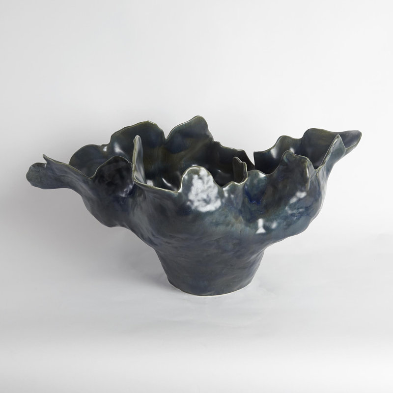 Meteor Decorative Bowl, Blue, Small (6.5'' H x 13'' W x 7.75'' D)
