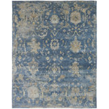 Debarghya Hand Knotted Wool Area Rug in Blue