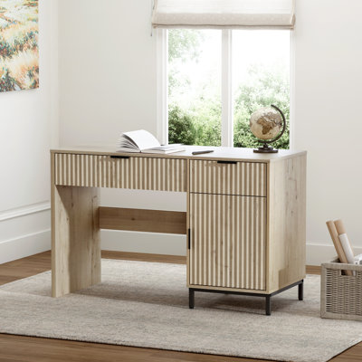 47" Fluted Executive Desk,2-Drawer Writing Office Desk