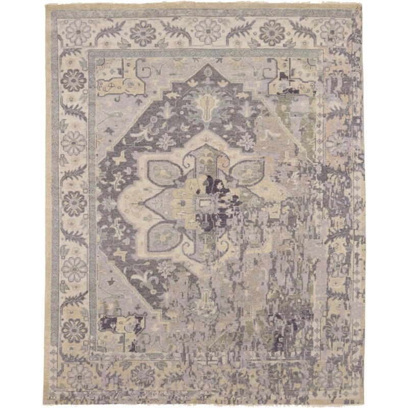 Tapis transitionnel Indo Heriz Serapi gris brunâtre 8 pi x 10 pi Mtued