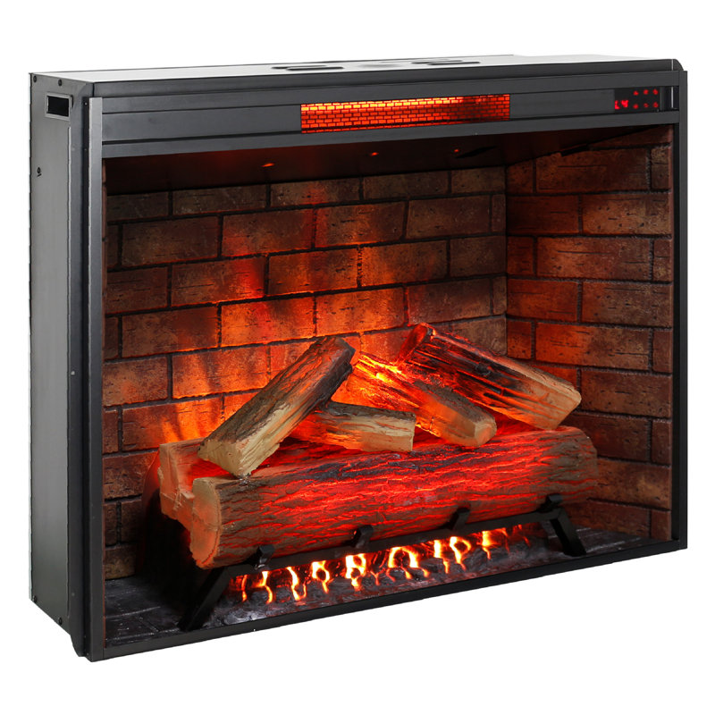 33 Inch Electric Fireplace Insert With Removable Trim - Touch Screen Heating Unit For Home Smokeless Firebox & Crackling Fire Sound Adjustable Flame Brightness Settings 1500W Heat, 5018 /H Warms 400