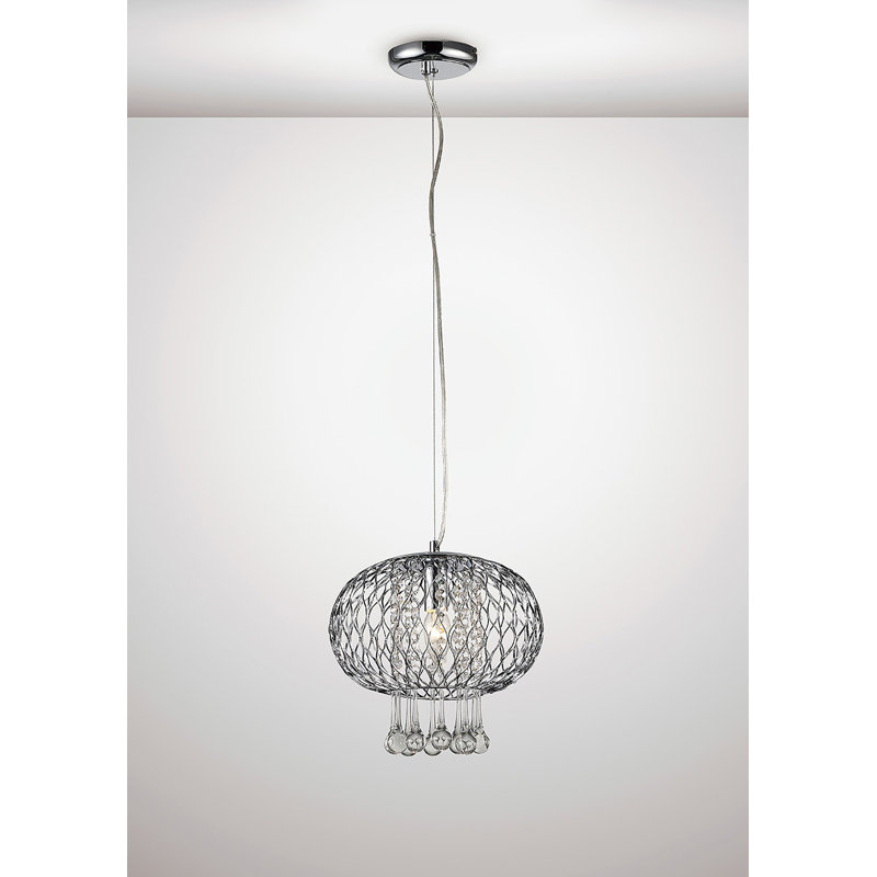1 - Light Crystal Pendant, Silver, 150cm H x 28cm W x 28cm D