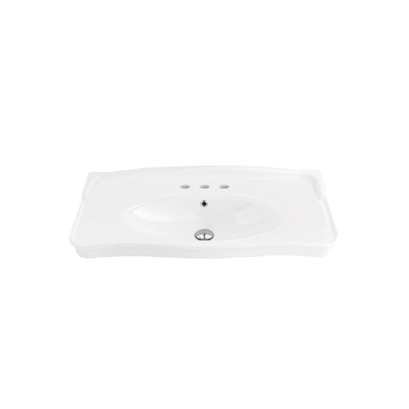 WS Bath Collections Antique 19.7'' Glossy White Ceramic Rectangular Bathroom Sink with Overflow, Three Holes