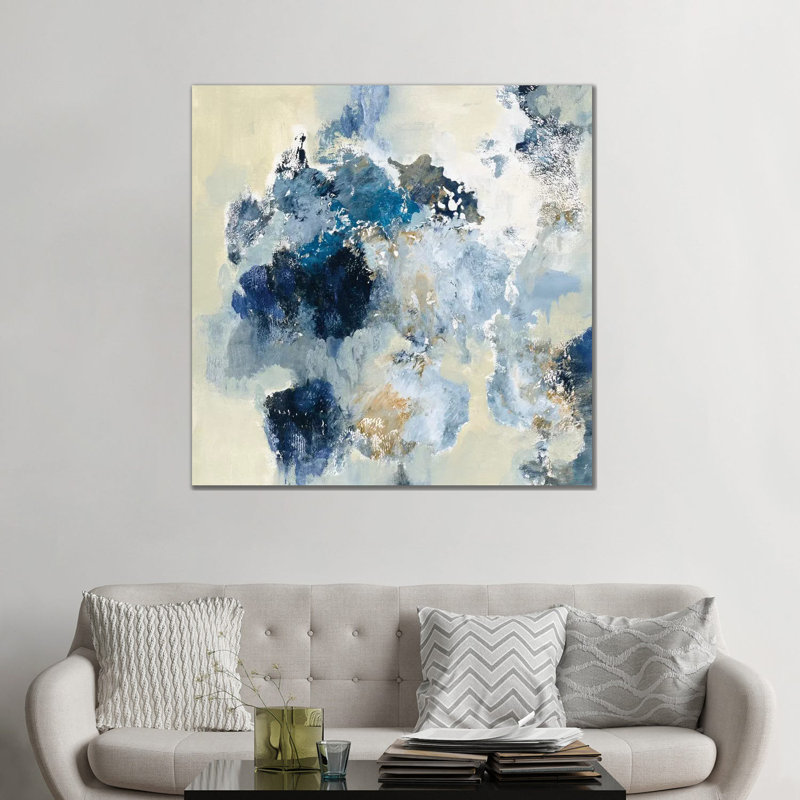 «Indigo» par Silvia Vassileva - impression, H 48 po x l 48 po x P 1,5 po, Toile tendue, Pas de tapis