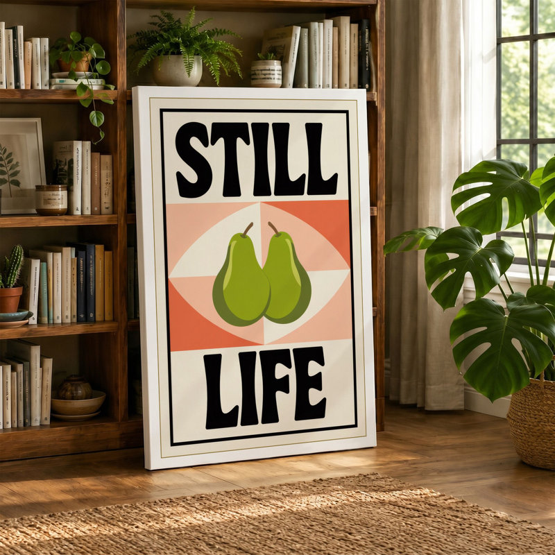 Still Life Pears Mid-Century - Wrapped Canvas, 24x16 - 61.0 x 40.6 cm, Terracotta Border