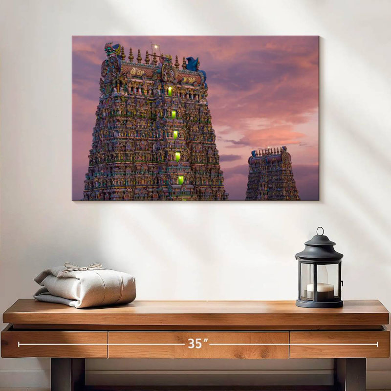 Temple Adella Meenakshi, crépuscule, H 16 po x l 24 po