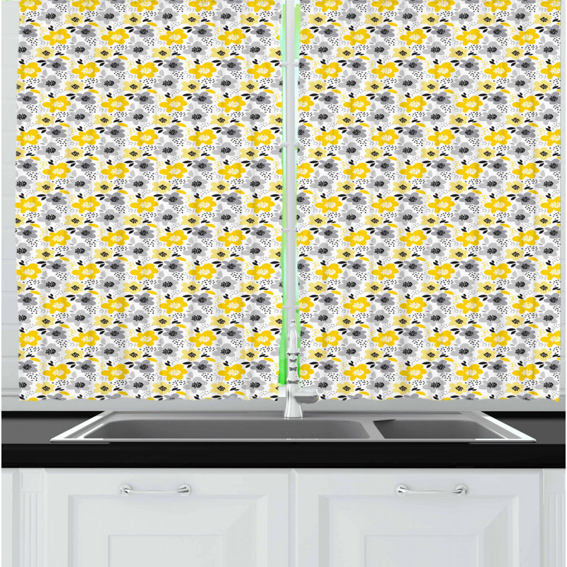 Floral Tailored Kitchen Curtain