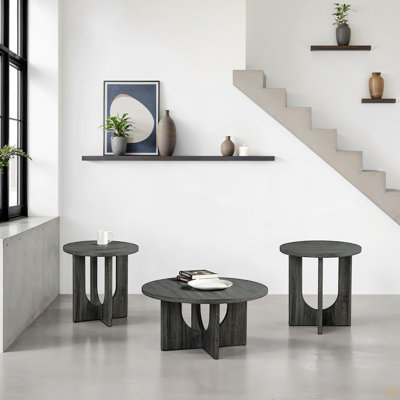 Ensemble de table 3 pièces 1X Table basse ronde 2X Table de bout ronde