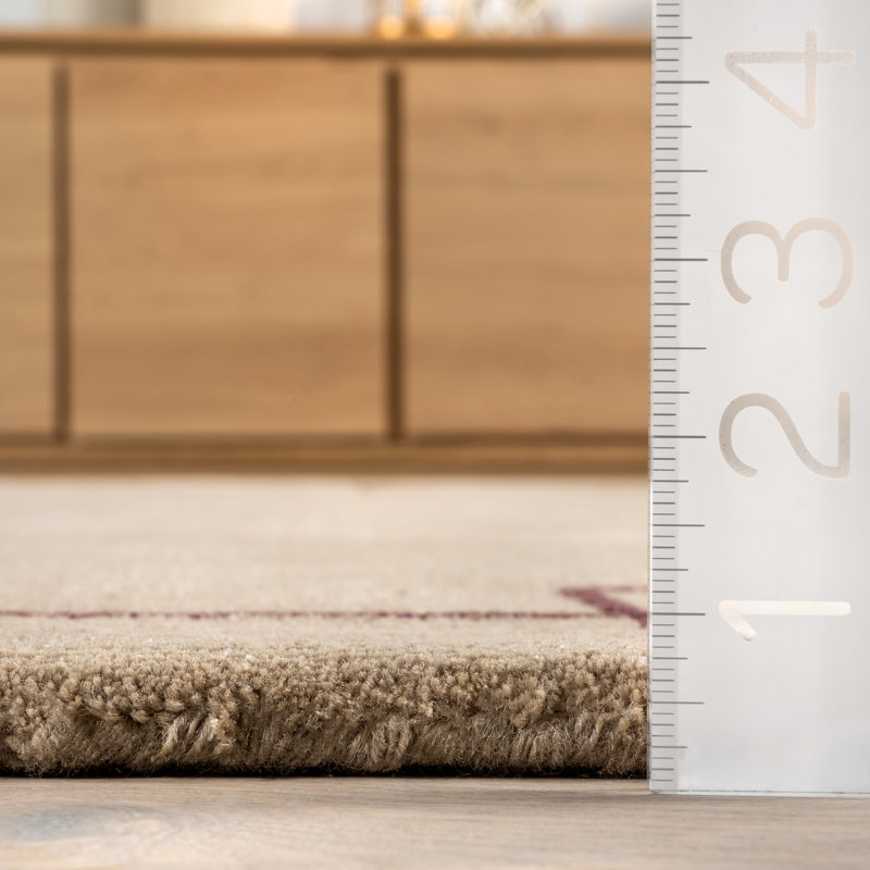 Tapis en laine mélangée à bordure Nile, Rectangle 7 pi 6 po x 9 pi 6 po