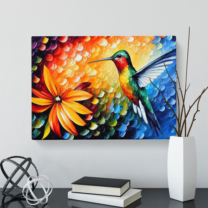 Hummingbird Painting Vol.2 Abstract - Wrapped Canvas, 35cm H x 50cm W x 3cm D