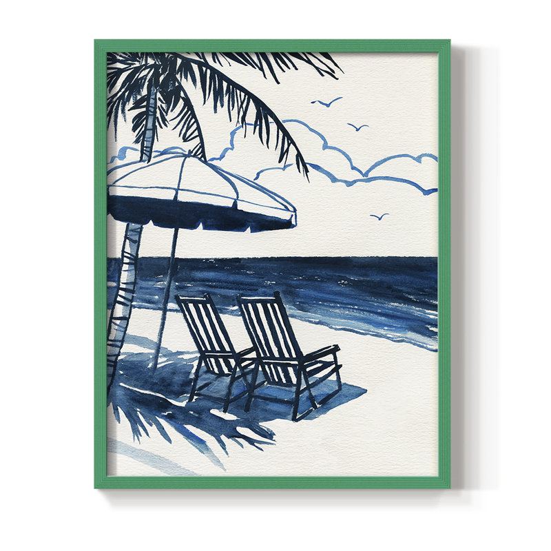 Reproduction encadrée de côte de Palm Beach - bois massif, H 30 po x l 24 po, Vert
