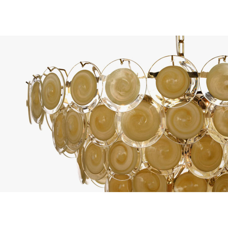 Portia 12 - Light Chandelier, Polished Brass, Creme Brulee