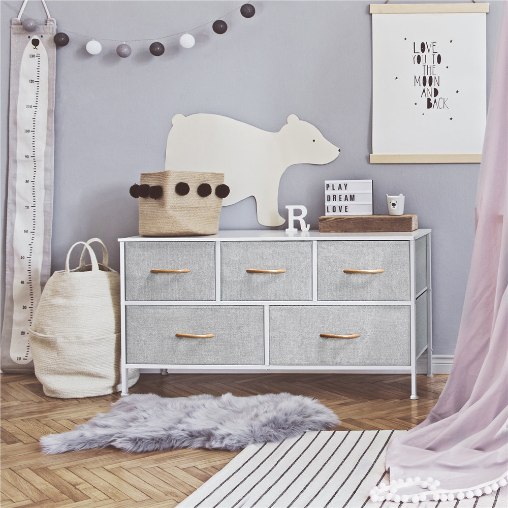 100Cm W Chest Of Drawers With 5 Fabric Drawers