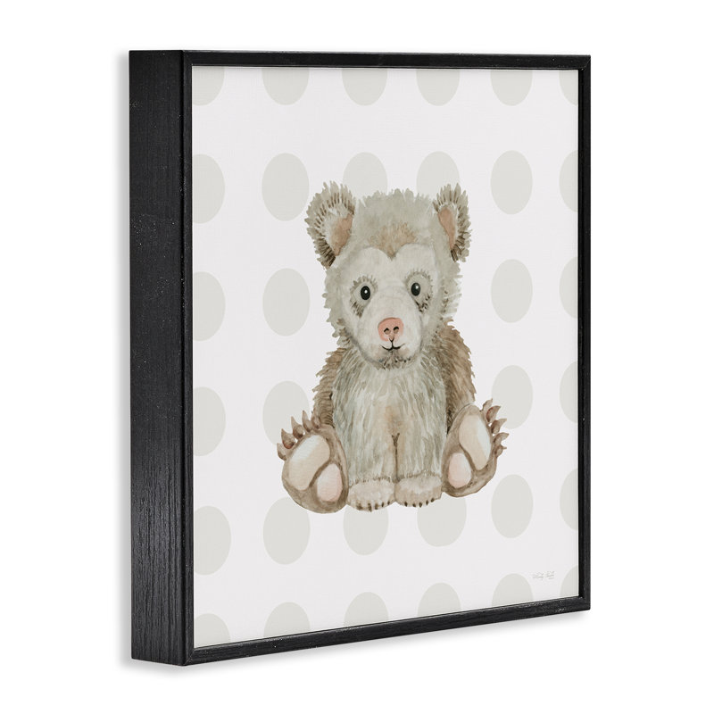  «Nursery Bear on Dots», art de la giclée encadrée par Cindy Jacobs, Giclée encadrée noir minuit, H 12 po x l 12 po