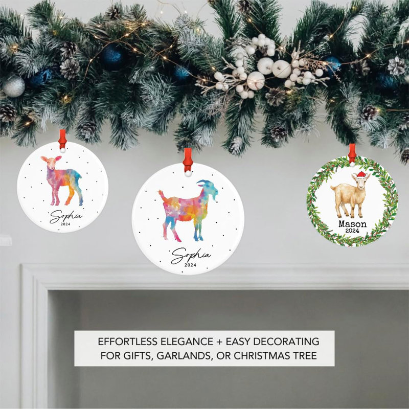 Décoration d'arbre de Noël sur mesure en forme d'agneau agneau arc-en-ciel mouton avec boîte-cadeau, Oui