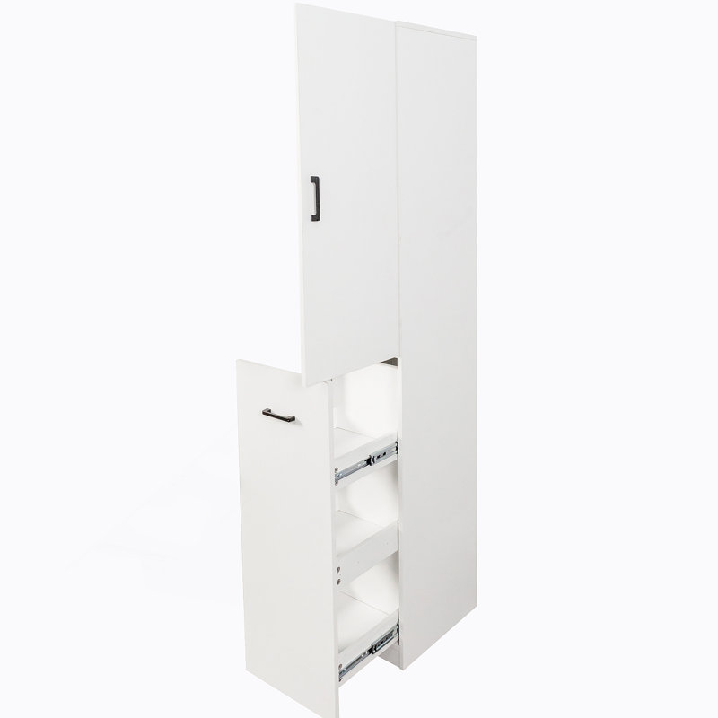 Grand garde-manger autoportant avec tablettes coulissantes à 3 niveaux pour des solutions de rangement polyvalentes.