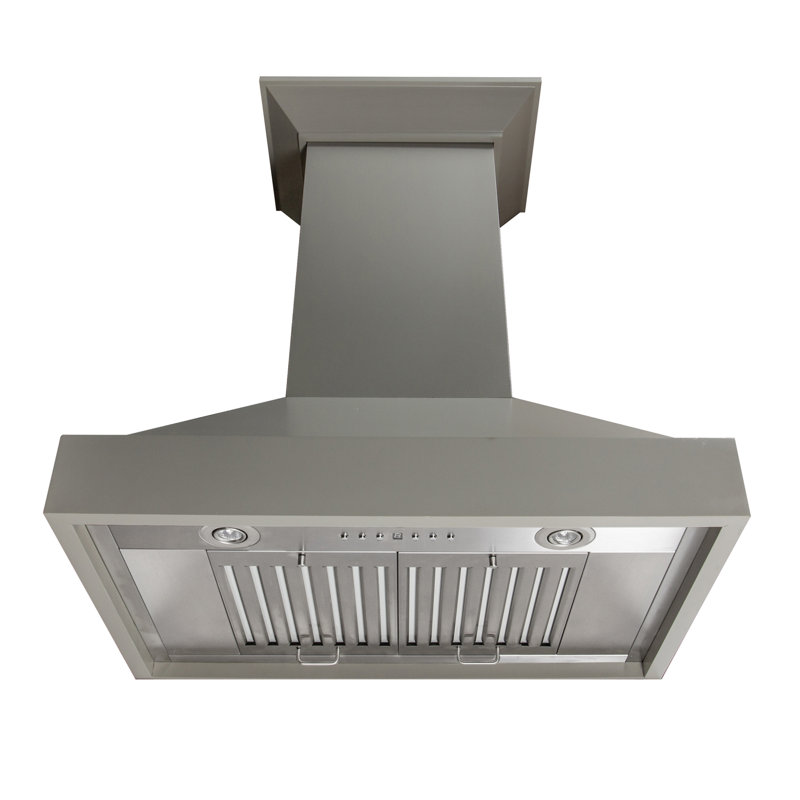 30" Wood 400 CFM Ducted Wall Mount Range Hood, Gray, 30" W
