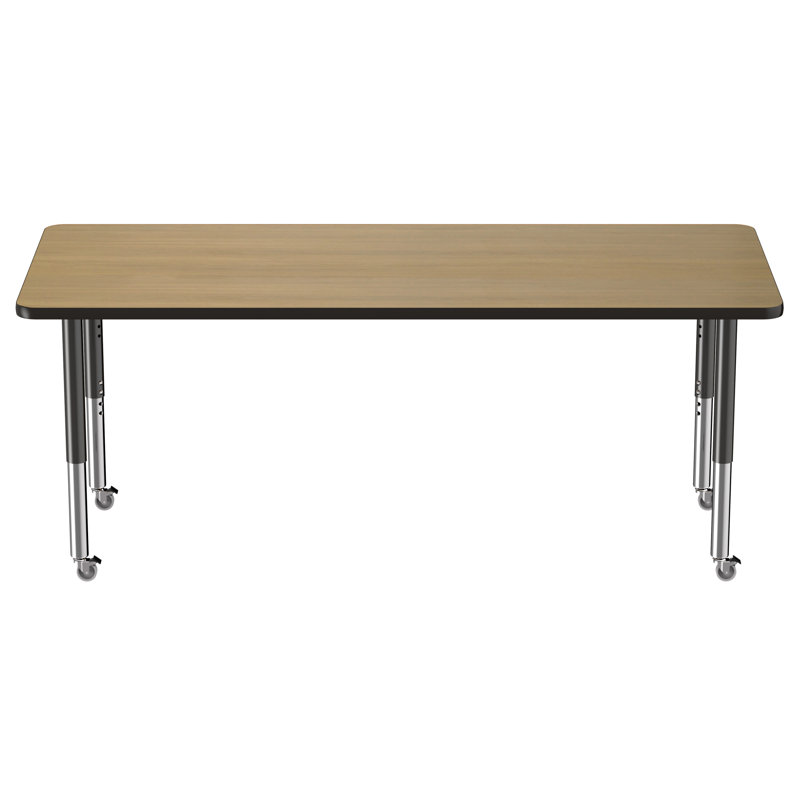 Table rectangulaire d'activité rectangulaire avec pieds réglables, Super, Chêne Pasadena / noir, 30" x 72"