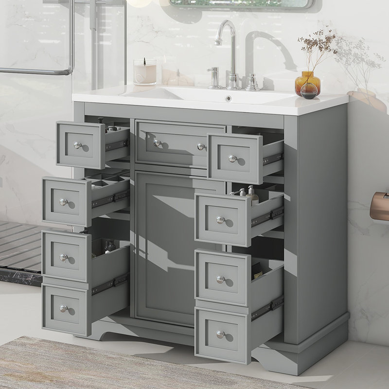 Meuble-lavabo simple avec plateau Mylek 36,01, Gris