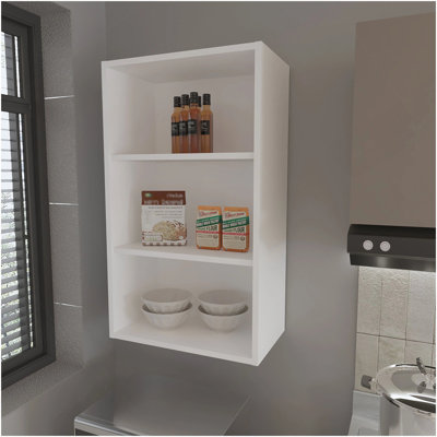 Armoire murale blanche avec rangement ouvert