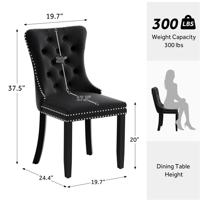 Chaise de salle à manger Kenta, Noir, Noir
