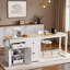 Îlot de cuisine roulant avec table de salle à manger extensible, étagère à épices, 2 tiroirs, armoire à 4 portes et roulettes-699817349