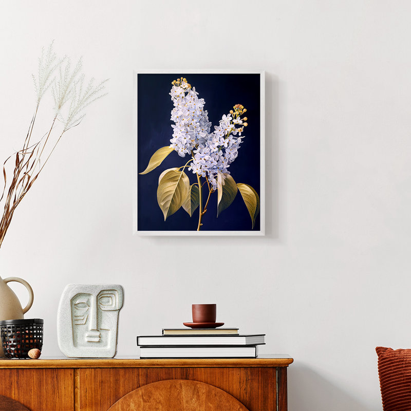 Série FLORAL CLxxviii - reproduction encadrée de qualité supérieure - prête à être accrochée - aucun clou requis, Blanc