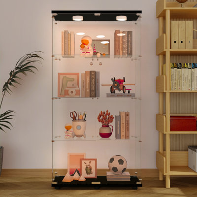 Vitrine en verre 4 tablettes avec lumières DEL et 2 portes, vitrine en verre