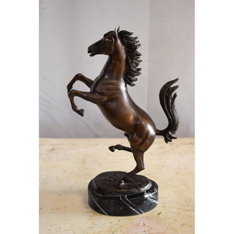 Statue de cheval Altovese en bronze puissant sur pattes arrière en bronze 9 po x 4 po x H 13 po