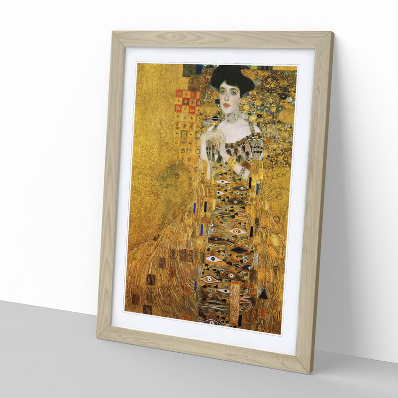 Adele Bloch-Bauer by Gustav Klimt - Picture Frame Painting on MDF, 36cm H x 27cm W x 2cm D, Oak Framed