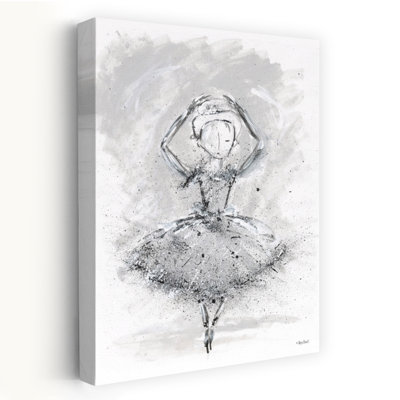 Ballerina - Contemporary Ballerina Silhouette Gray Scale Tutu Art