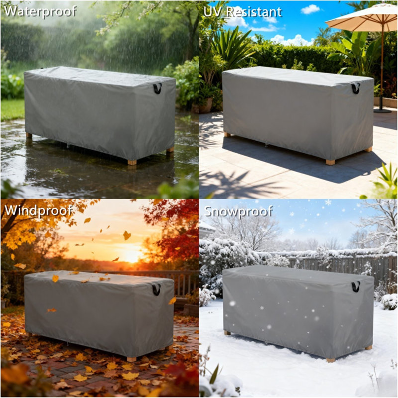 Couvre-boîte de rangement gris pour terrasse