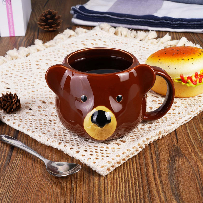Adorable tasse en céramique en forme d'ours de 14 oz - (16 oz maximum) adorable, lavable au lave-vaisselle et au micro-ondes