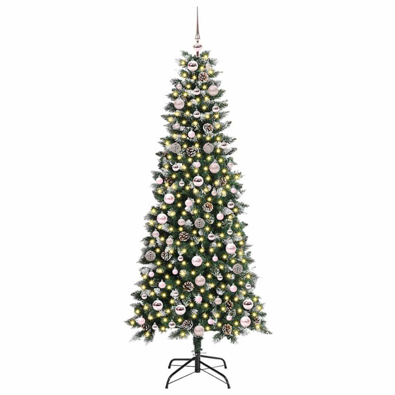 Artificial Christmas Tree with 300 LEDs Green, Pink, 5.91' H
