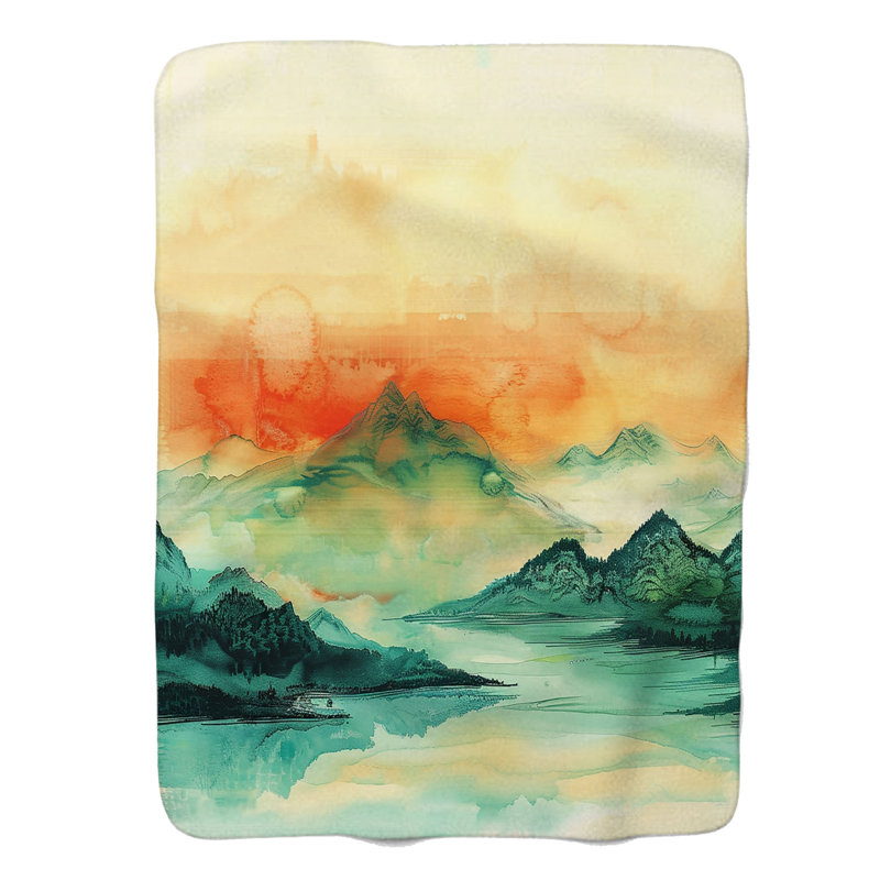 Motif oriental oriental - couverture sherpa de qualité supérieure 1 pièce, Grand lit
