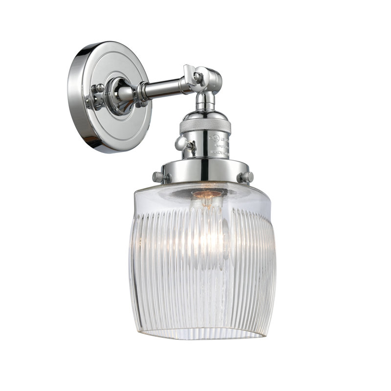 Applique murale à bras 1 lumière Mireya, Halophane transparent, Ampoule DEL rétro de 3,5 watts, Chrome poli