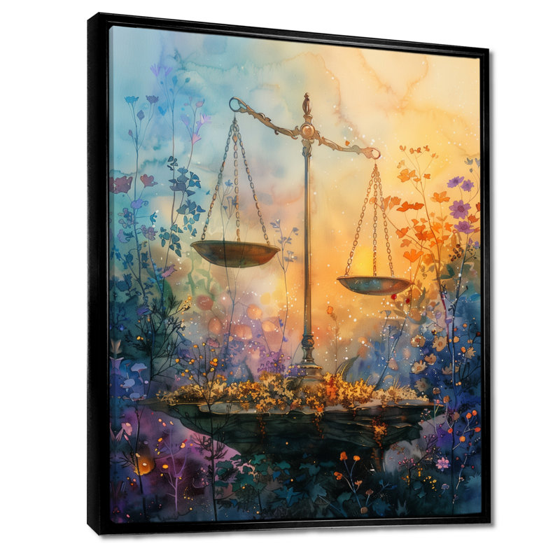 Yellow Blue Astrology Balanced Harmony Libra III - Astronomy Libra Wall Decor, 40" H x 30" W x  x 1.5" D