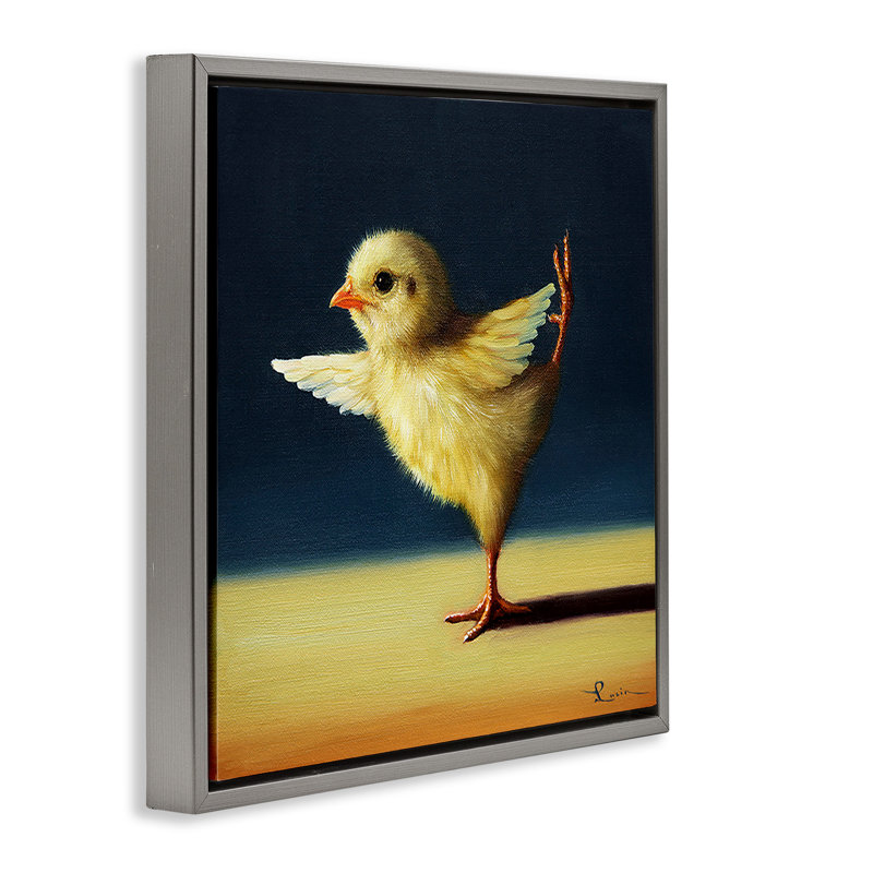 Yoga Chicks, peinture animalière amusante, Cadre flottant gris lustré, H 18 po x l 18 po