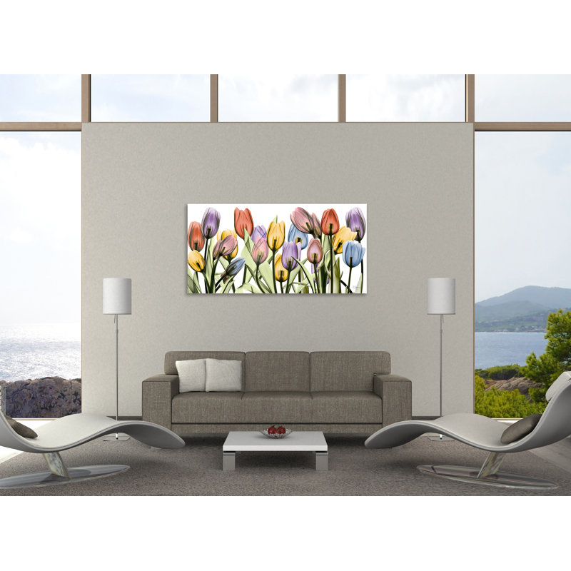 "Tulipscape", toile tendue par Albert Koetsier, H 12 po x l 24 po x P 1,5 po