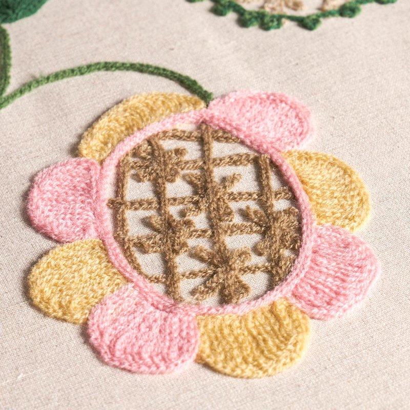 Tissu de broderie Lupita, Rose / vert