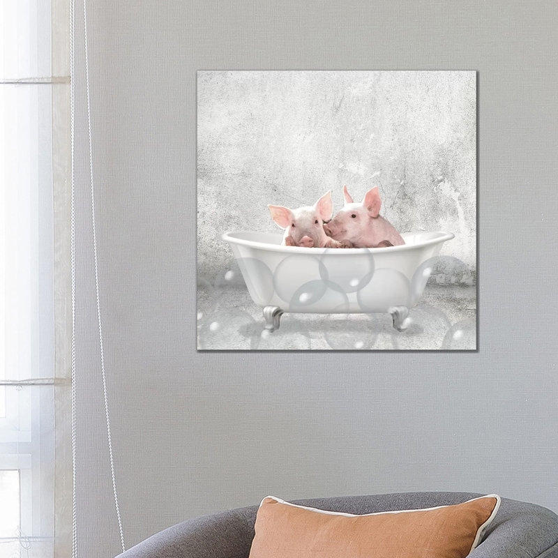 Baby Piglets Bath by Kimberly Allen - Wrapped Canvas Print, 66.04 cm H x 66.04 cm W x 1.91 cm D