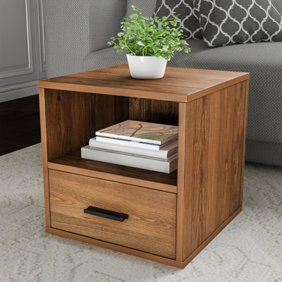 Danaya Stackable Cube End Table - Contemporary Minimalist Modular Accent Piece with Drawer for Bedroom, Living Room, or Office