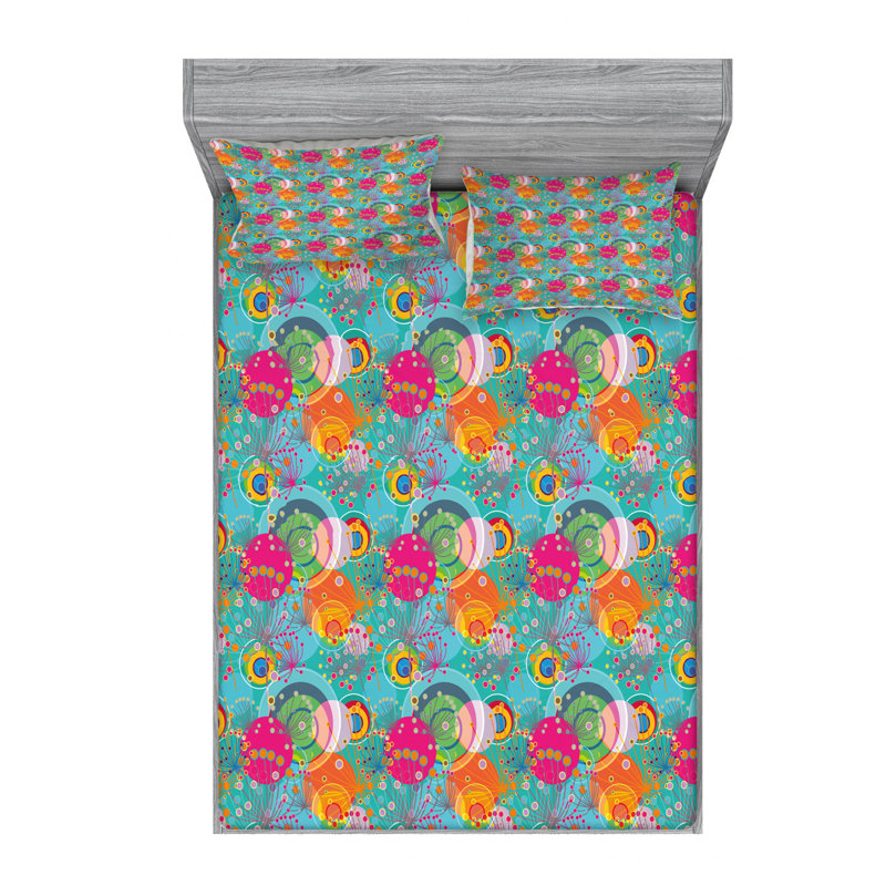Microfiber Polka Dots Sheet Set, Queen Sheet Set with Fitted Sheet