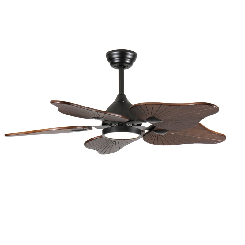 44-Inch Ceiling Fan With Light, 5 Solid Wood Blades, DC Motor, APP & Remote Control, Dimmable Full-Spectrum LED, Reversible Airflow, For 15X15 Ft Living Room Bedroom, Works On Sloped Ceilings (Less Than15°)
