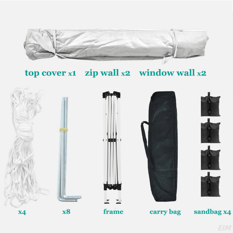 10'X10' Folding Canopy With 4 Removable Sidewalls Outdoor Event Shelter UPF 50+ Gazebo Portable Tents For Parties Beach Camping Wedding EZ Pop Up Canopy 4Pcs Weight Bag + Carry Bag