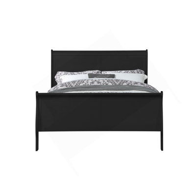 Très grand lit à finition noire Louis Philippe