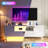 63" W Tv Stand with LED Lights, Charging Station, Storage Cabinets and Open Storage Area-1857689542