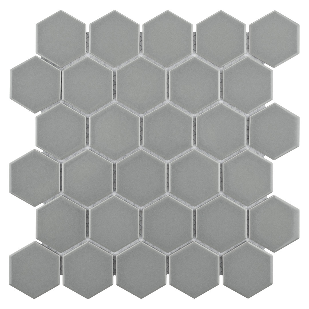 Metro 2" Hex Glossy 11-1/8 " x 12-5/8 " Porcelain Mosaic Floor and Wall Tile Merola Tile 