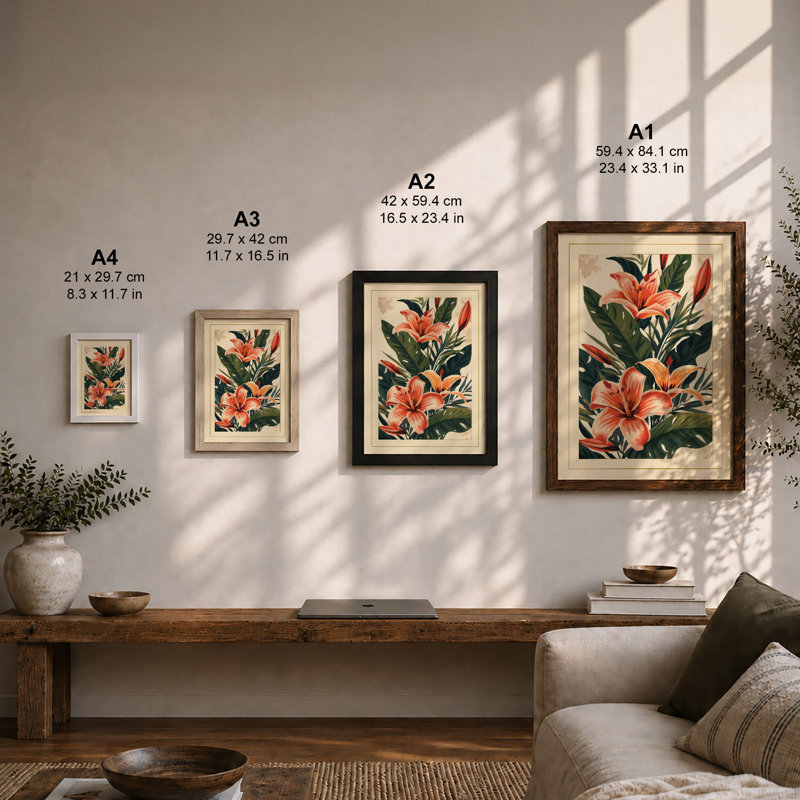 Flowering Plant Study Botanical - Framed Print, Unframed, A3 - 42.0 x 29.7 cm
