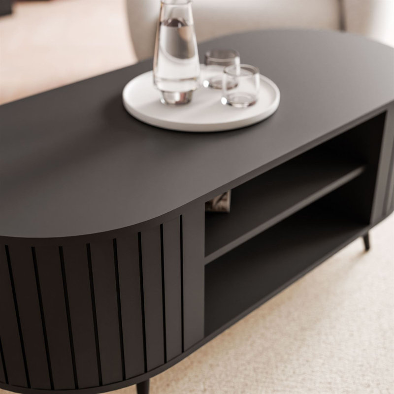 Coffee Table with Storage, Black, Black